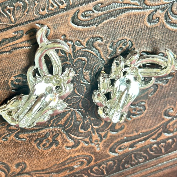 Vintage Smoky Quartz and Crystal Art Deco Astra Clip on Earrings circa 1960s - Picture 4 of 5